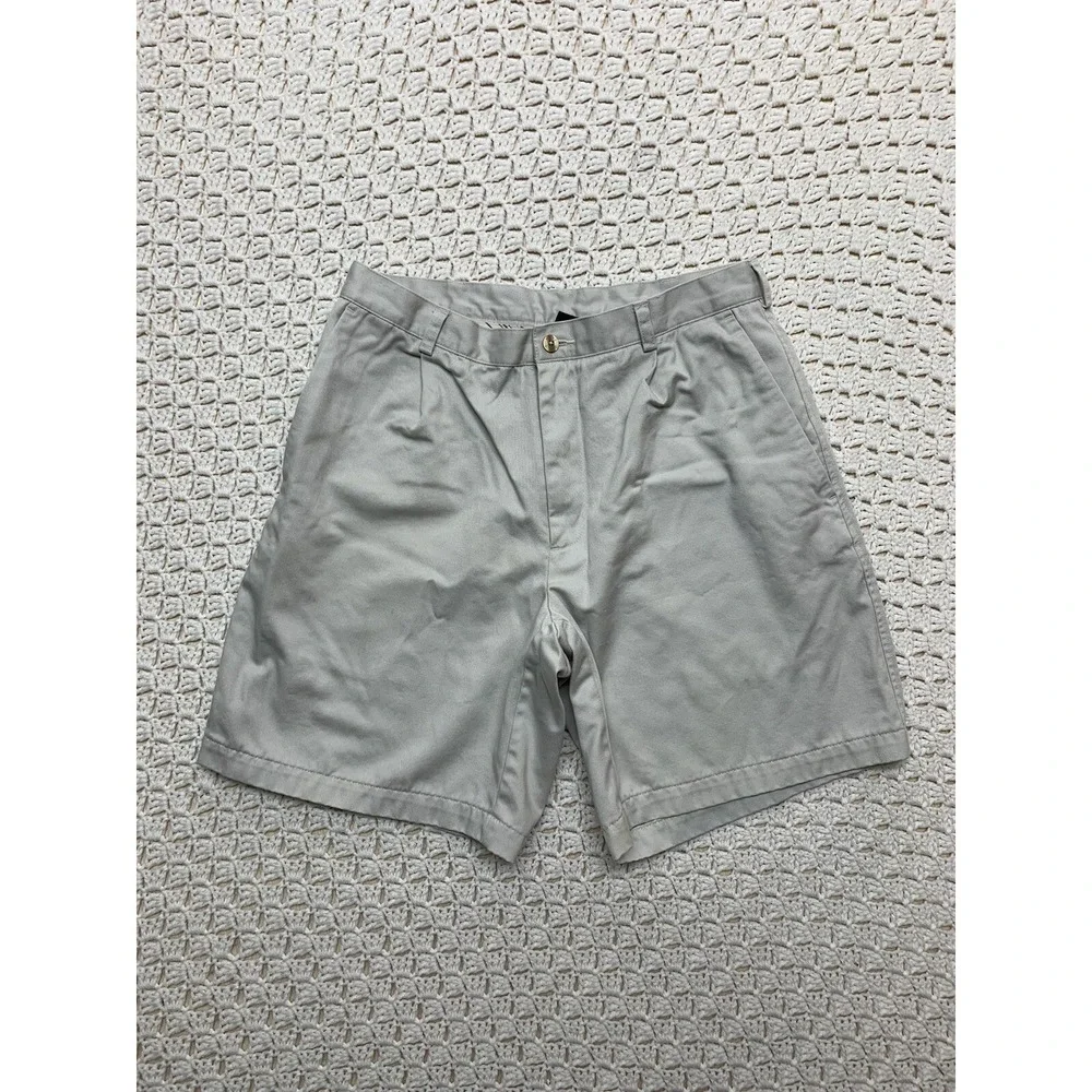 Nike Chino Shorts Mens Tag 34 Approx 32X9 Beige Pleated Front cotton‎ 192213